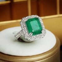 Vještački dijamant Ring Finger, Mesing, Geometrijski uzorak, platine pozlaćen, različite veličine za izbor & za žene & s Rhinestone, više boja za izbor, 8x10mm, Veličina:6-10, Prodano By PC