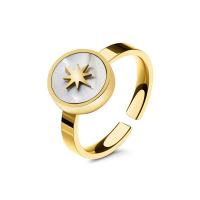 Пальцевидное Кольцо Титановой Стали, титан, с Природный камень, плакированный настоящим золотом, регулируемый & Женский, Много цветов для выбора, размер:6-8, продается PC