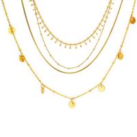 Mode-Multi-Layer-Halskette, Titanstahl, 14 K vergoldet, Modeschmuck & für Frau, keine, verkauft von PC