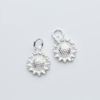 925 Sterling Silver Pendant Flower DIY silver color Sold By PC