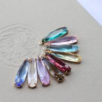 Brass Jewelry Pendants, Glass, with Brass, Teardrop, KC gold color plated, DIY, more colors for choice, 8x30mm, 20PCs/Lot, Sold By Lot