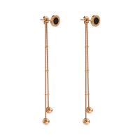 Fashion Fringe Earrings, Titanium Steel, Vacuum Plating, for woman, golden, 10x88mm, Sold By Pair