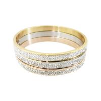 Stainless Steel Bangle 304 Stainless Steel Vacuum Plating micro pave cubic zirconia & for woman Sold By PC