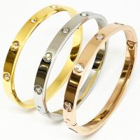 Stainless Steel Bangle 304 Stainless Steel Vacuum Plating Unisex & open & micro pave cubic zirconia Sold By PC