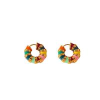 Brass Huggie Hoop Earring, fashion jewelry & for woman & enamel, multi-colored, nickel, lead & cadmium free, 19x20mm, Sold By Pair