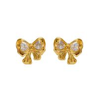 Cubic Zirconia Micro Pave Brass Earring Bowknot fashion jewelry & micro pave cubic zirconia & for woman nickel lead & cadmium free Sold By Pair