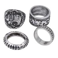 Sinkkiseos Ring Set, antiikki hopea päällystetty, 4 osaa & muoti korut & Unisex, nikkeli, lyijy ja kadmium vapaa, Myymät set