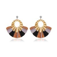 Fashion Fringe Earrings Zinc Alloy with Polyester Yarns plated fashion jewelry & for woman & with rhinestone Sold By Pair