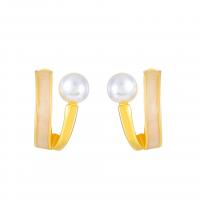 Zinc Alloy Stud Earring with Pearl Oyster & ABS Plastic Pearl gold color plated fashion jewelry & for woman golden Sold By Pair