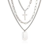 Multi слой ожерелье, цинковый сплав, плакирован серебром, три части & ювелирные изделия моды & Женский, серебряный, продается PC