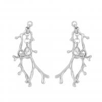 Zinc Alloy Drop Earrings silver color plated fashion jewelry & for woman & with rhinestone silver color 48mm Sold By Pair