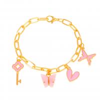 Tibetan Style Bracelet, gold color plated, fashion jewelry & for woman & enamel, two different colored, Length:17 cm, Sold By PC