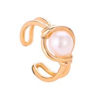 Brass Drop Earring with ABS Plastic Pearl plated fashion jewelry & for woman 10mm Sold By PC