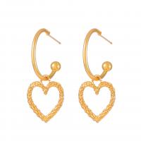 Zinc Alloy Oorbellen, Hart, gold plated, mode sieraden & voor vrouw, gouden, 35x15mm, Verkocht door pair