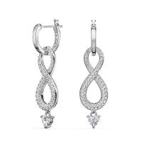 Cubic Zirconia Micro Pave Brass Earring, with Cubic Zirconia, Infinity, platinum plated, for woman, nickel, lead & cadmium free, 10x35mm, Sold By Pair