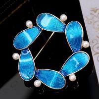 Enamel Brooch Zinc Alloy with Plastic Pearl fashion jewelry & for woman Peacock Blue nickel lead & cadmium free Sold By PC