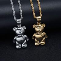 Stainless Steel Animal Pendants 316L Stainless Steel Bear Vacuum Ion Plating fashion jewelry & for woman & with rhinestone Sold By PC