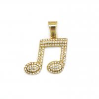 Stainless Steel Pendants 316L Stainless Steel Music Note Vacuum Ion Plating fashion jewelry & Unisex & with rhinestone golden Sold By PC