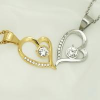 Stainless Steel Heart Pendants 316L Stainless Steel Vacuum Ion Plating fashion jewelry & micro pave cubic zirconia & for woman Sold By PC