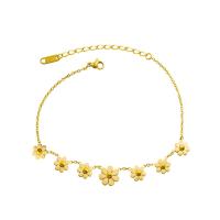 Stainless Steel Anklet, Titanium Steel, with 1.97inch extender chain, Daisy, plated, fashion jewelry & for woman, more colors for choice, 1.6mm,10mm,7.5mm, Length:Approx 7.87 Inch, Sold By PC