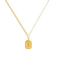 Titanstahl Halskette, mit Verlängerungskettchen von 1.97inch, 18K vergoldet, Modeschmuck & für Frau, goldfarben, 1mm,10*13mm, Länge:ca. 15.75 ZollInch, verkauft von PC
