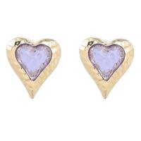 Resin Earring Zinc Alloy with Resin Heart gold color plated fashion jewelry & for woman nickel lead & cadmium free Sold By Pair