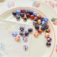 Resin Jewelry Beads, Round, brushwork, DIY & different designs for choice, more colors for choice, 10mm, Sold By PC