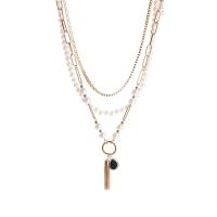 Mode-Multi-Layer-Halskette, Zinklegierung, mit Kunststoff Perlen, mit Verlängerungskettchen von 5cm, goldfarben plattiert, drei Schichten & Modeschmuck & für Frau, frei von Nickel, Blei & Kadmium, Länge:37.5 cm, 41.5 cm, 48.5 cm, verkauft von PC