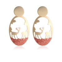 Zinc Alloy Drop Earrings Deer gold color plated fashion jewelry & for woman & hollow golden nickel lead & cadmium free Sold By Pair