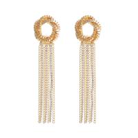 Fashion Fringe Earrings Zinc Alloy gold color plated fashion jewelry & for woman & with rhinestone golden nickel lead & cadmium free Sold By Pair