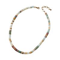 Natural Gemstone Necklace, Brass, with Natural Stone, with 5cm extender chain, 18K gold plated, fashion jewelry & for woman, Length:Approx 42 cm, Sold By PC
