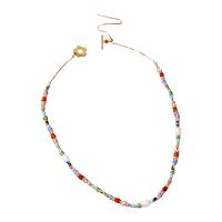 Natural Gemstone Necklace, Brass, with Natural Stone & Freshwater Pearl, 18K gold plated, Bohemian style & for woman, Length:Approx 48 cm, Sold By PC