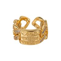 Cúbicos Circonia Micro Pave anillo de latón, metal, chapado en oro de 18 K, ajustable & micro arcilla de zirconia cúbica & para mujer, libre de níquel, plomo & cadmio, tamaño:6-8, Vendido por UD