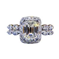 Rhinestone палец кольцо, Латунь, Геометрический узор, покрытый платиной, разный размер для выбора & Женский & со стразами, размер:6-9, продается PC
