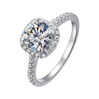 Rhinestone палец кольцо, Латунь, Геометрический узор, покрытый платиной, регулируемый & Женский & со стразами, размер:6-8, продается PC