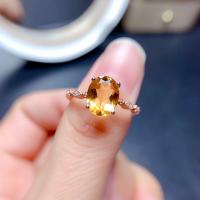 Pierścień palca rhinestone, Mosiądz, Owal, Platerowane kolorem rożowego złota, regulowany & dla kobiety, 7x9mm, rozmiar:6-8, sprzedane przez PC