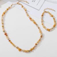 Natural Gemstone Jewelry Sets, Brass, with Natural Stone, plated, fashion jewelry & for woman, more colors for choice, Sold By PC