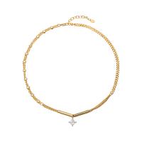 Cubic Zircon Micro Pave Brass Necklace, with 5cm extender chain, Geometrical Pattern, 18K gold plated, fashion jewelry & micro pave cubic zirconia & for woman, nickel, lead & cadmium free, 10mm, Length:Approx 49 cm, Sold By PC