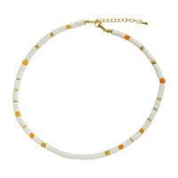 Shell Necklaces, with 304 Stainless Steel, with 5cm extender chain, real gold plated, fashion jewelry & for woman, Length:Approx 44 cm, Sold By PC