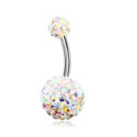 Stainless Steel Belly Ring, 316L Stainless Steel, micro pave cubic zirconia, more colors for choice, 14mm, 10PCs/Lot, Sold By Lot