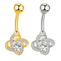Stainless Steel Belly Ring, 316L Stainless Steel, micro pave cubic zirconia, more colors for choice, 28mm, 10PCs/Lot, Sold By Lot