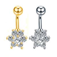 Stainless Steel Belly Ring, 316L Stainless Steel, plated, micro pave cubic zirconia, more colors for choice, 25mm, 10PCs/Lot, Sold By Lot