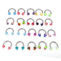 Stainless Steel Nose Piercing Jewelry 316L Stainless Steel with Acrylic random style & mixed multi-colored 8mm Sold By Lot
