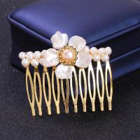 Decorative Hair Combs Freshwater Pearl with Brass for woman 4-5mm Sold By PC