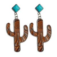 Earring Jewelry, Tibetan Style, with turquoise & Cowhide, fashion jewelry, more colors for choice, 70mm, 2Pairs/Box, Sold By Box