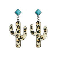 Earring Jewelry Zinc Alloy with turquoise & Cowhide fashion jewelry 70mm Sold By Bag