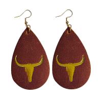Earring Jewelry, Tibetan Style, with Cowhide, fashion jewelry & for woman, more colors for choice, 83mm, 2Pairs/Bag, Sold By Bag