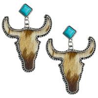 Earring Jewelry Zinc Alloy with turquoise & Cowhide fashion jewelry & for woman 61mm Sold By Bag