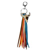 Bag Purse Charms Keyrings Keychains, Tibetan Style, with Microfiber PU & Cowhide, fashion jewelry & for woman & with rhinestone, more colors for choice, 220mm, 2PCs/Bag, Sold By Bag