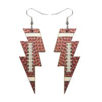 Wood Earring, with Iron, Lightning Symbol, printing, fashion jewelry & for woman, more colors for choice, 80mm, Sold By Pair
